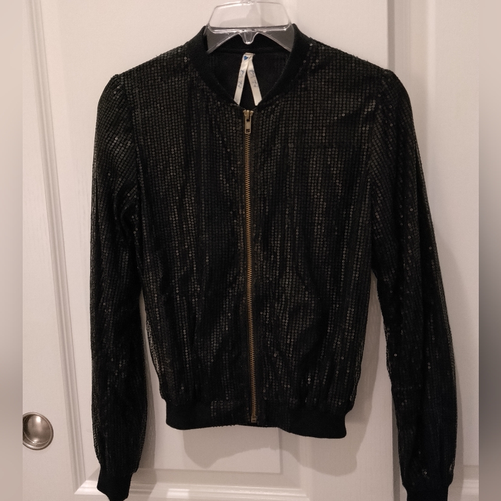 Black sequin top jacket xs